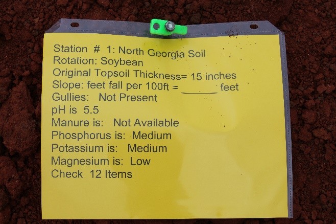 An example station card for land judging